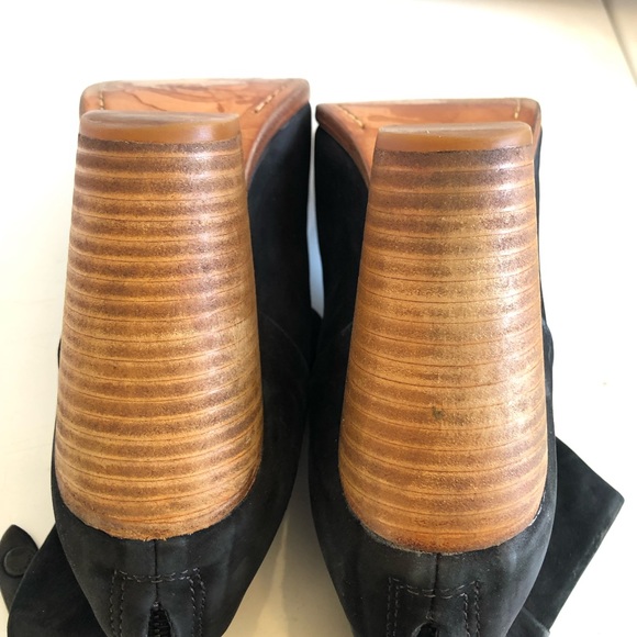 Rag & Bone Newbury black suede wood booties boots shoes - Picture 9 of 15